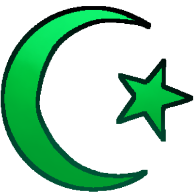 a green star and crescent.